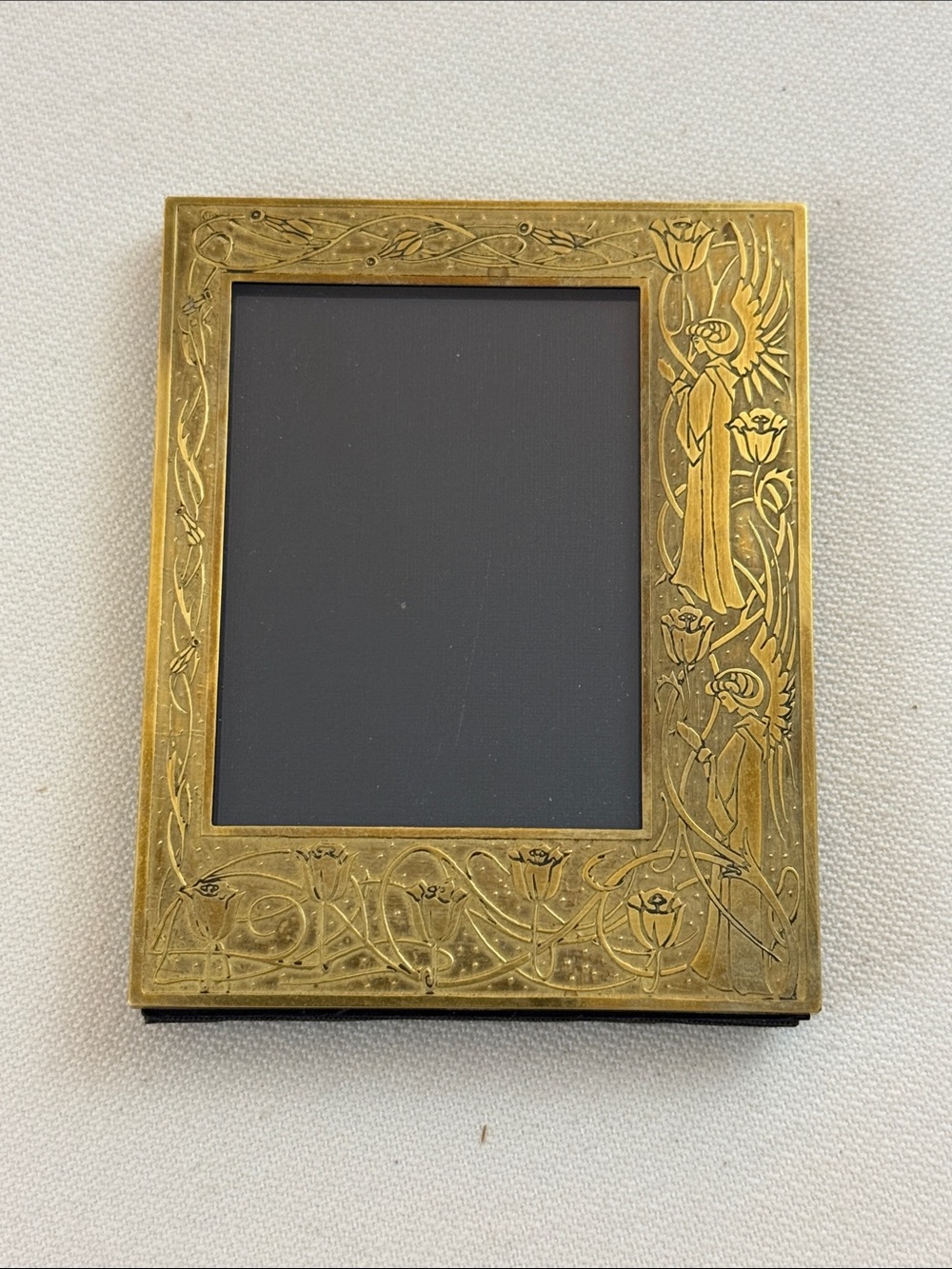 MMA Brass Art Nouveau Picture Frame with Floral & Angel Motif